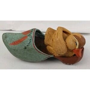 Vintage 1990s Rare House Of Hatten Resin Duck On Clog Spring Decor Folk Art